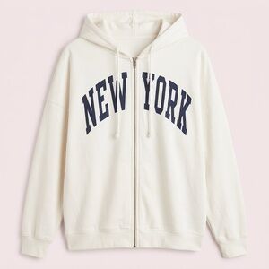 Pacsun New York White Zip-Up Hoodie